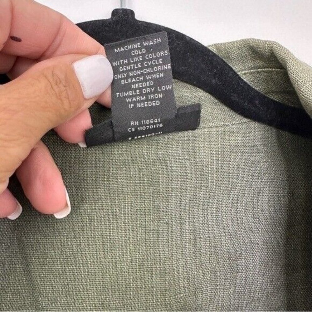 LANE Bryant Linen Green Utility Rollup Sleeves Jacket Size 20 - Picture 7 of 7